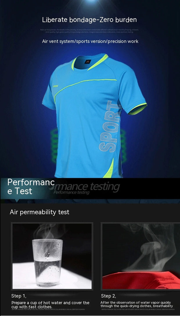 sports set, thin summer breathable pullover, round neck